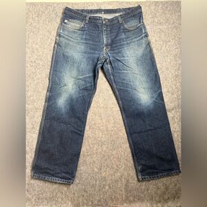 Duluth Trading Jeans Mens 42 X 32 Blue Denim Stone Wash 100% Cotton Straight Leg